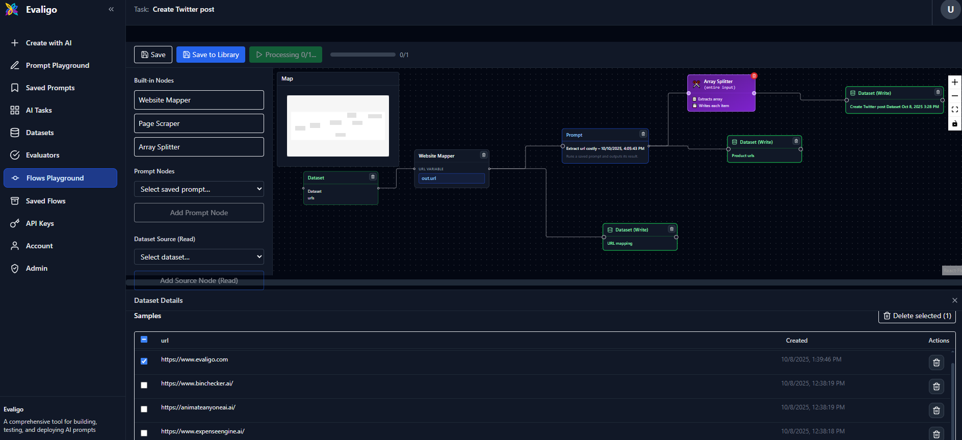 Pre-Built Nodes for Common Tasks - AI workflow automation interface